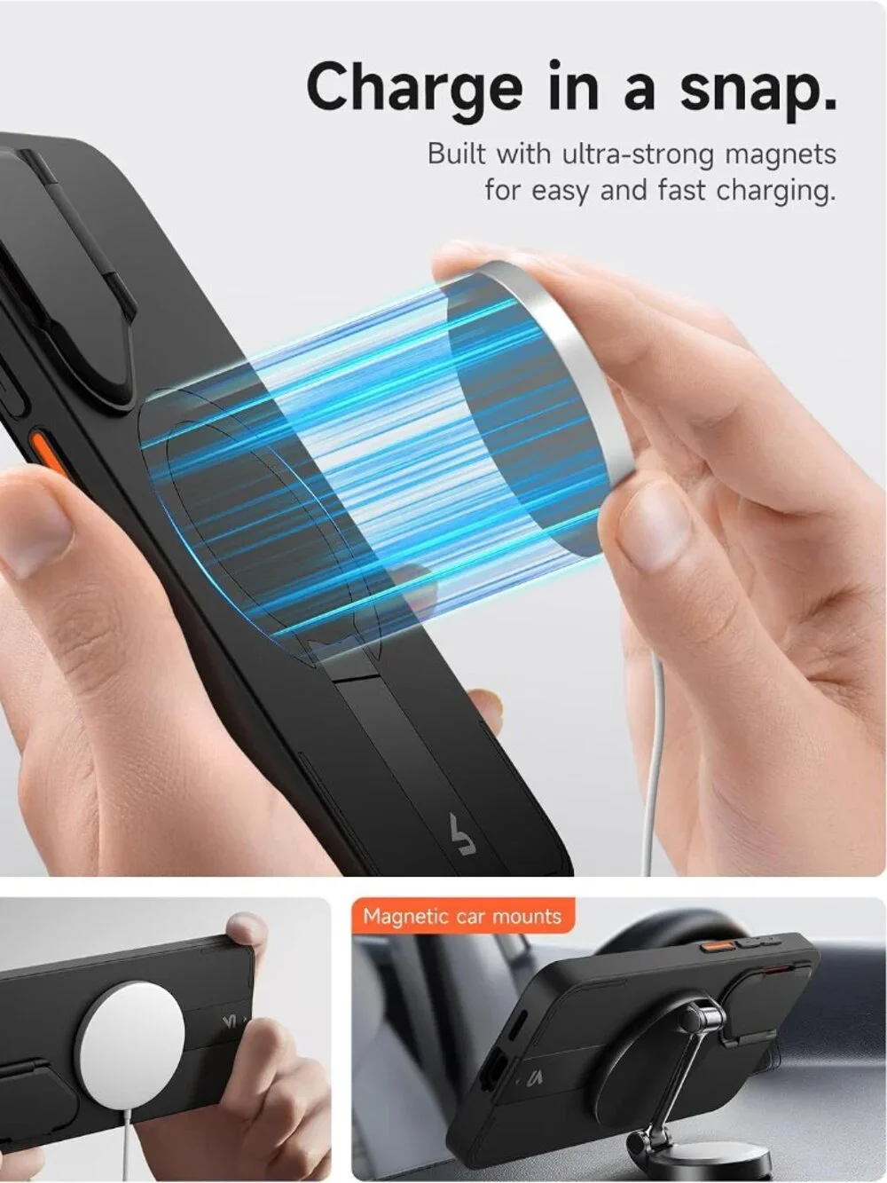 SURITCH Samsung Galaxy S25 Plus Case MagSafe Camera Cover Kickstand Black